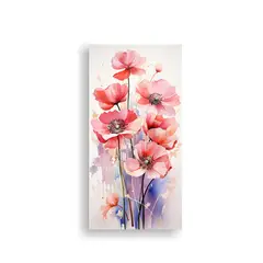 GENERICO - Cuadro Equilibrio Visual Flores Amapolas Colores 20x40 Cm