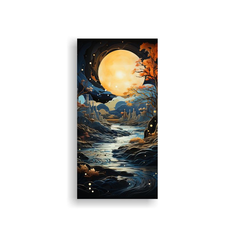 GENERICO - Lienzo De Tela Diseño Colorido Con Luna Y 40x80 Cm
