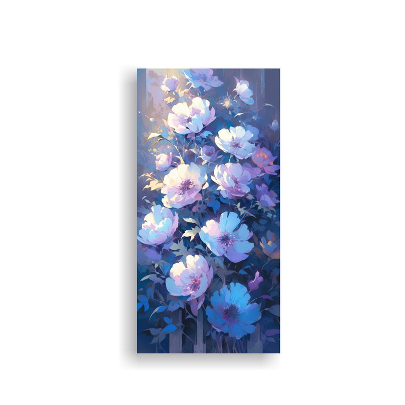 GENERICO - Pintura Al óleo De Flores Moradas Y Cian En 60x120 Cm