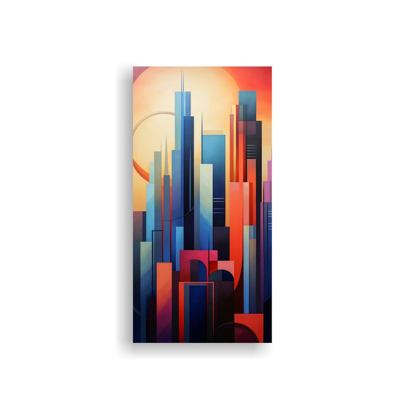 GENERICO - Cuadro Abstracto De La Silueta De Una Ciudad En 70x140 Cm