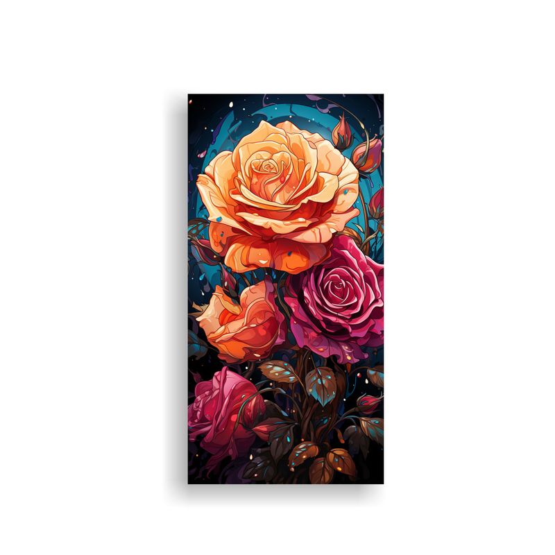 GENERICO - Pintura Decorativa Con Fondo De Rosa Estilo 50x100 Cm