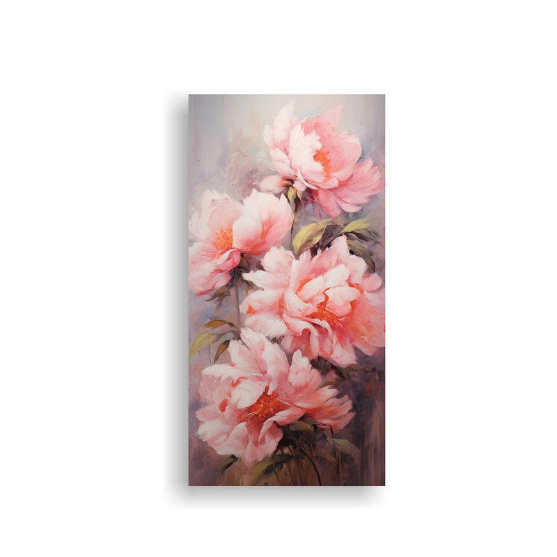 GENERICO - Pintura De Peonías Rosas En Lienzo Estilo Arte 40x80 Cm
