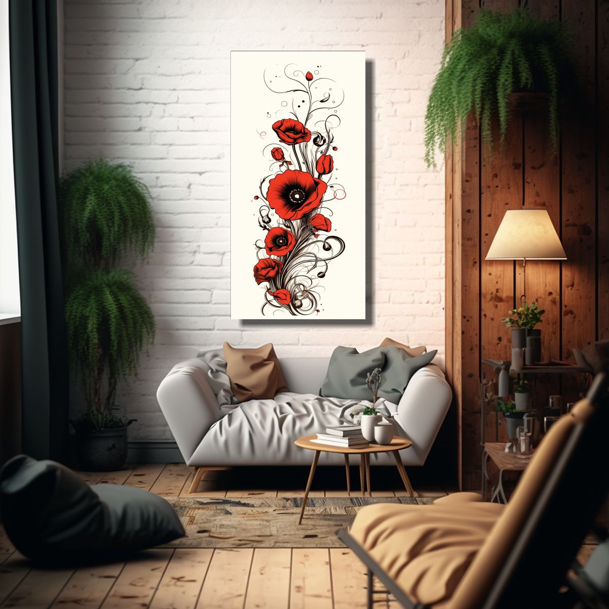 GENERICO - Tela Acuarela Riqueza Visual Poppies Y Cráneo 60x120 Cm