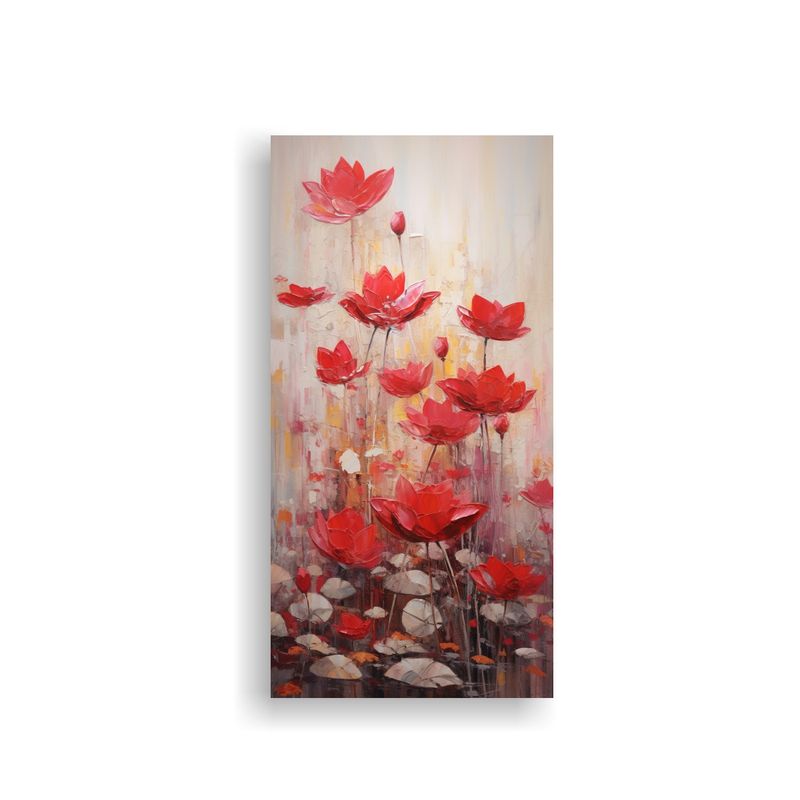 GENERICO - Pintura Temática De Arte Fina Loto Rojo En 30x60 Cm