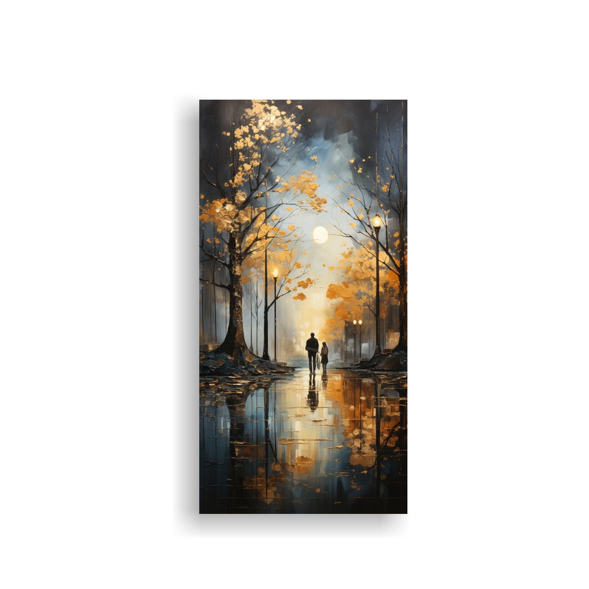 GENERICO - Pintura Abstracta De árboles En Plata Y Oro 50x100 Cm