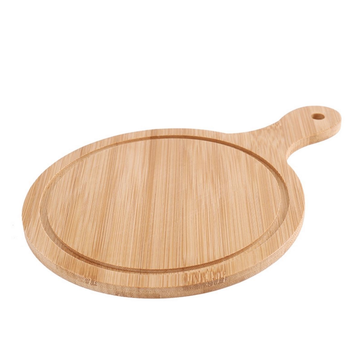 HOMESTAR - Tabla Redonda de Bambú para Pizza con Mango - 24 cm