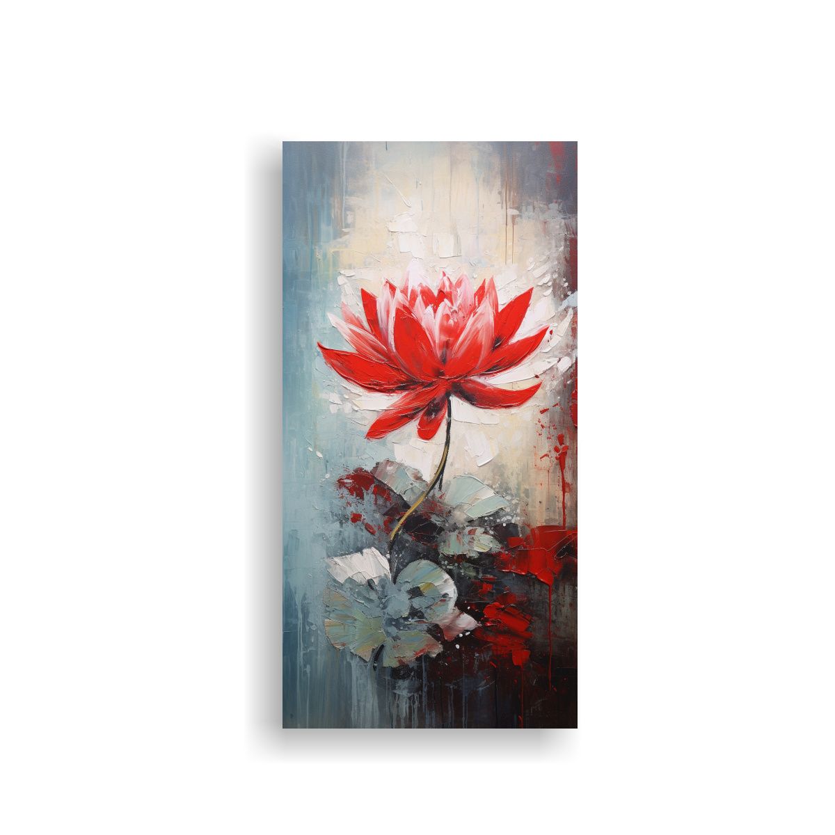 GENERICO - Pintura Vintage Intenso De Loto Rojo En Lienzo 40x80 Cm