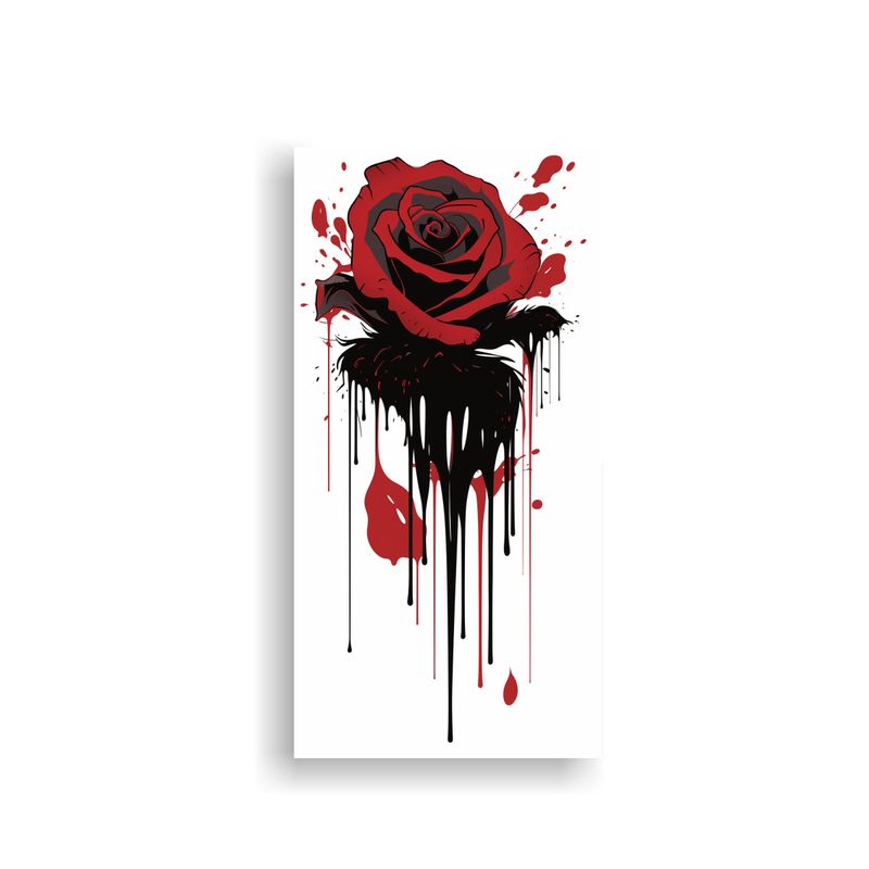 GENERICO - Cuadro Moderno Ambiente Con Rosa Sangrante Y 50x100 Cm