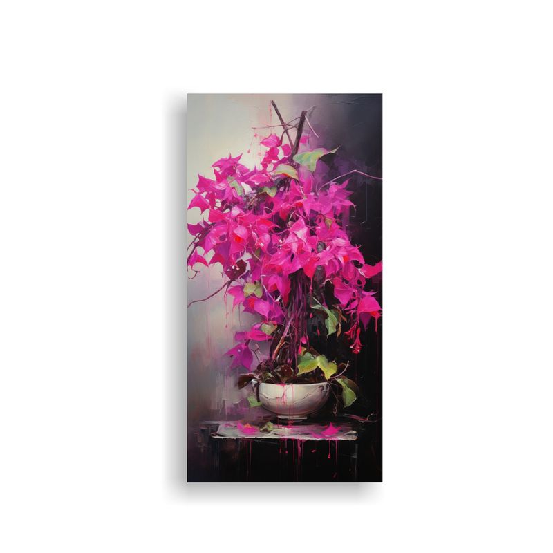 GENERICO - Cuadro Abstracto De Bonsái Fucsia En Hermoso 30x60 Cm