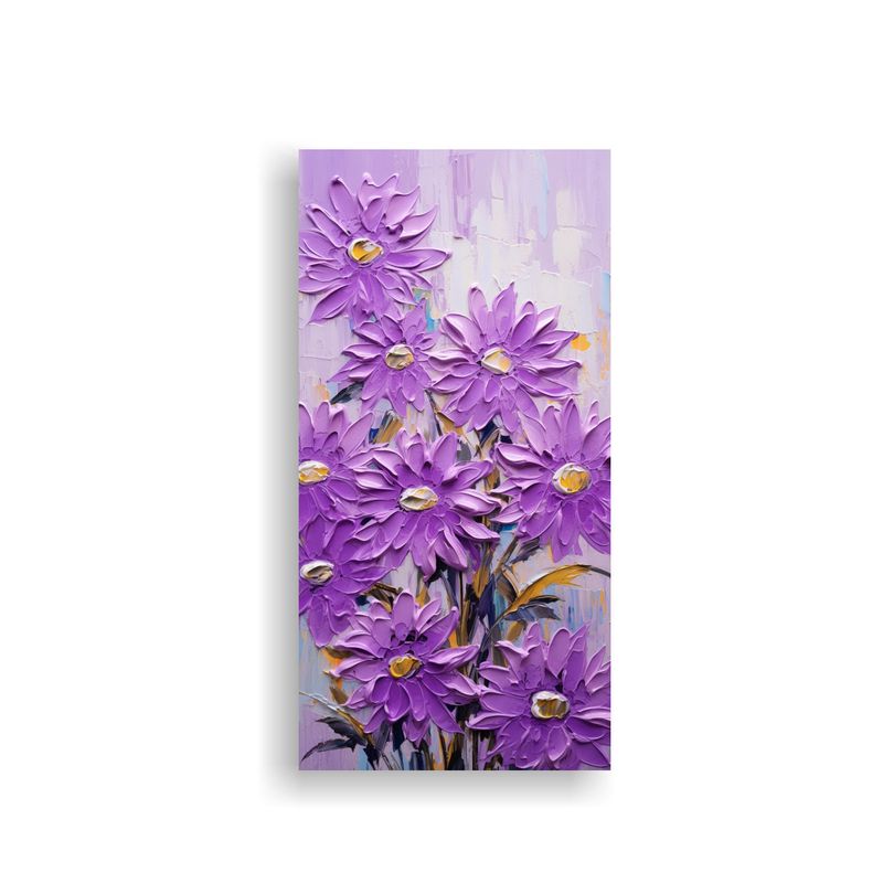 GENERICO - Cuadro Calidos Con Girasoles Púrpuras En Lienzo 80x160 Cm