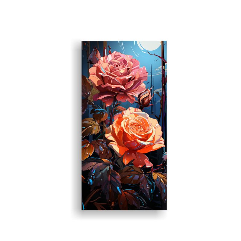 GENERICO - Pintura De Arte De Pared Floral Híbrido De Rosas 40x80 Cm