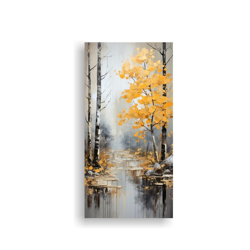 GENERICO - Pintura Abstracta De árboles En Plata Y Blanco 70x140 Cm