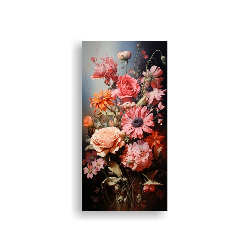 GENERICO - Bouquet De Flores Rosas Luminosas En Una Cuadro 70x140 Cm