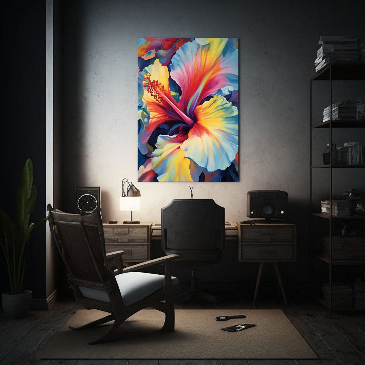 GENERICO - Cuadro Decorativo De Hibiscus Rosa Amarillo En 80x120 Cm