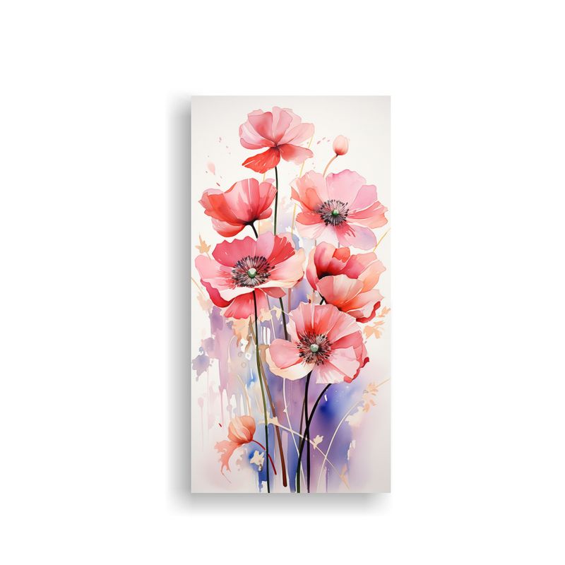 GENERICO - Cuadro Equilibrio Visual Flores Amapolas Colores 50x100 Cm