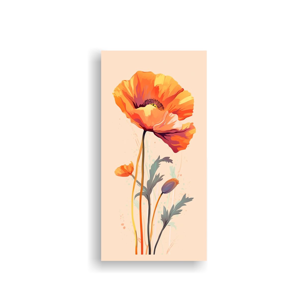 GENERICO - Cuadro Lienzo Gráfico Elegante De Amapola Naranja 50x100 Cm