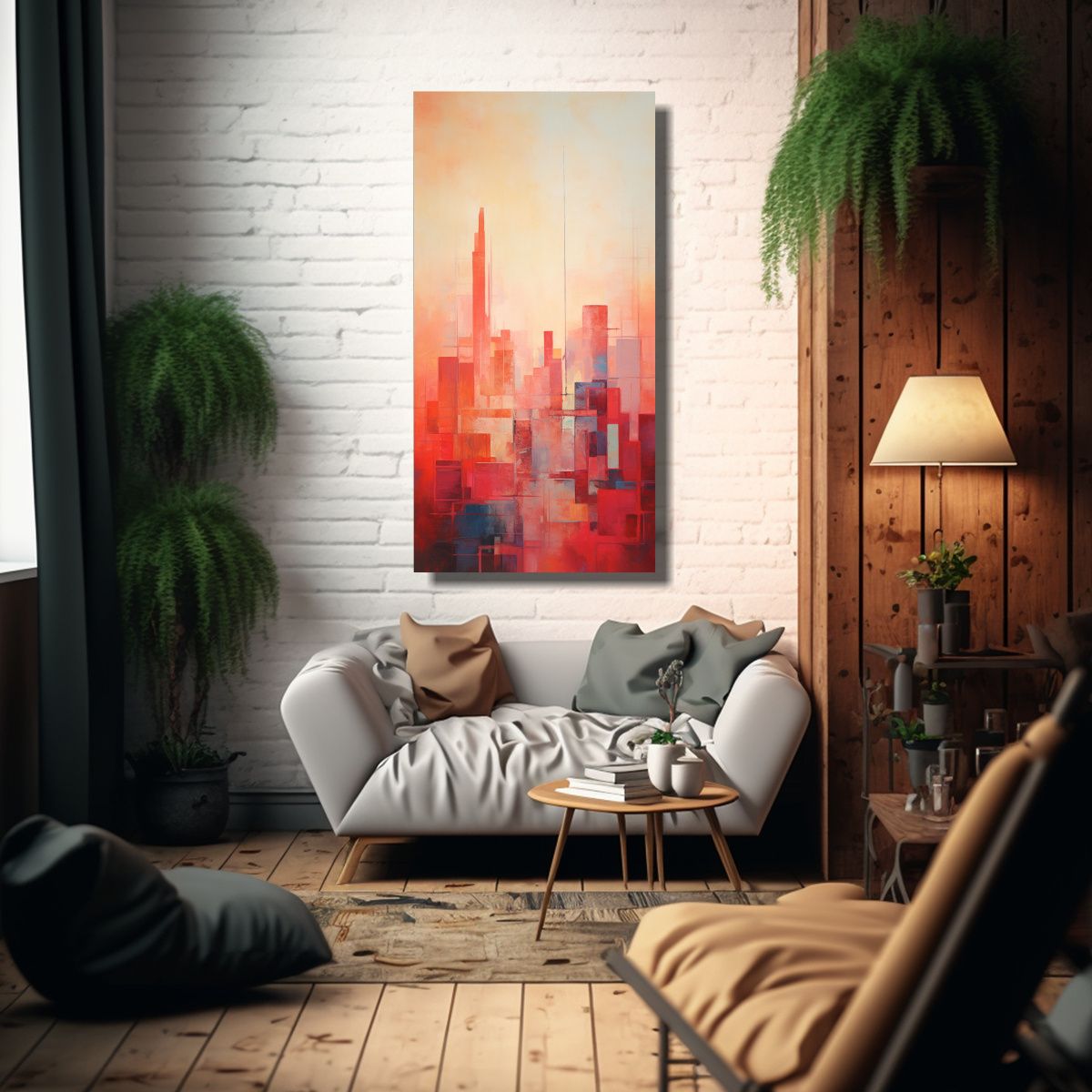 GENERICO - Pintura Decorativa De Una Ciudad Vibrante En 30x60 Cm