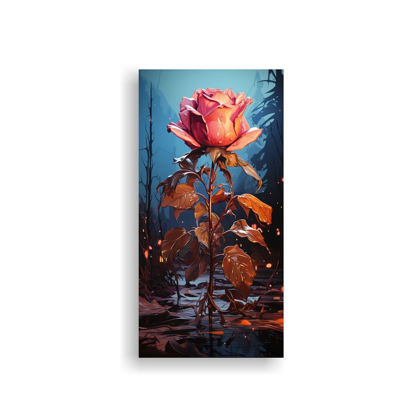 GENERICO - Cuadro Decorativo Vintage Con Esquema De Rosa 40x80 Cm