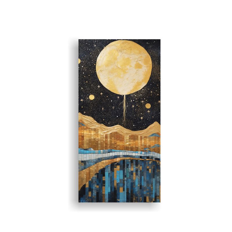GENERICO - Lienzo Tela Tema Majestuosas Pintura Con Luna Y 20x40 Cm