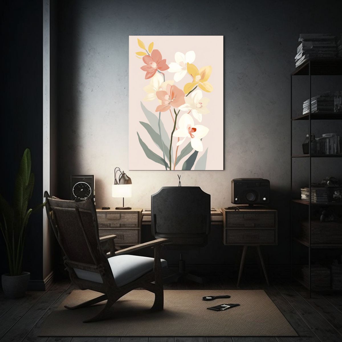 GENERICO - Cuadro Original De Orquídea Armonía Delicada 80x120 Cm