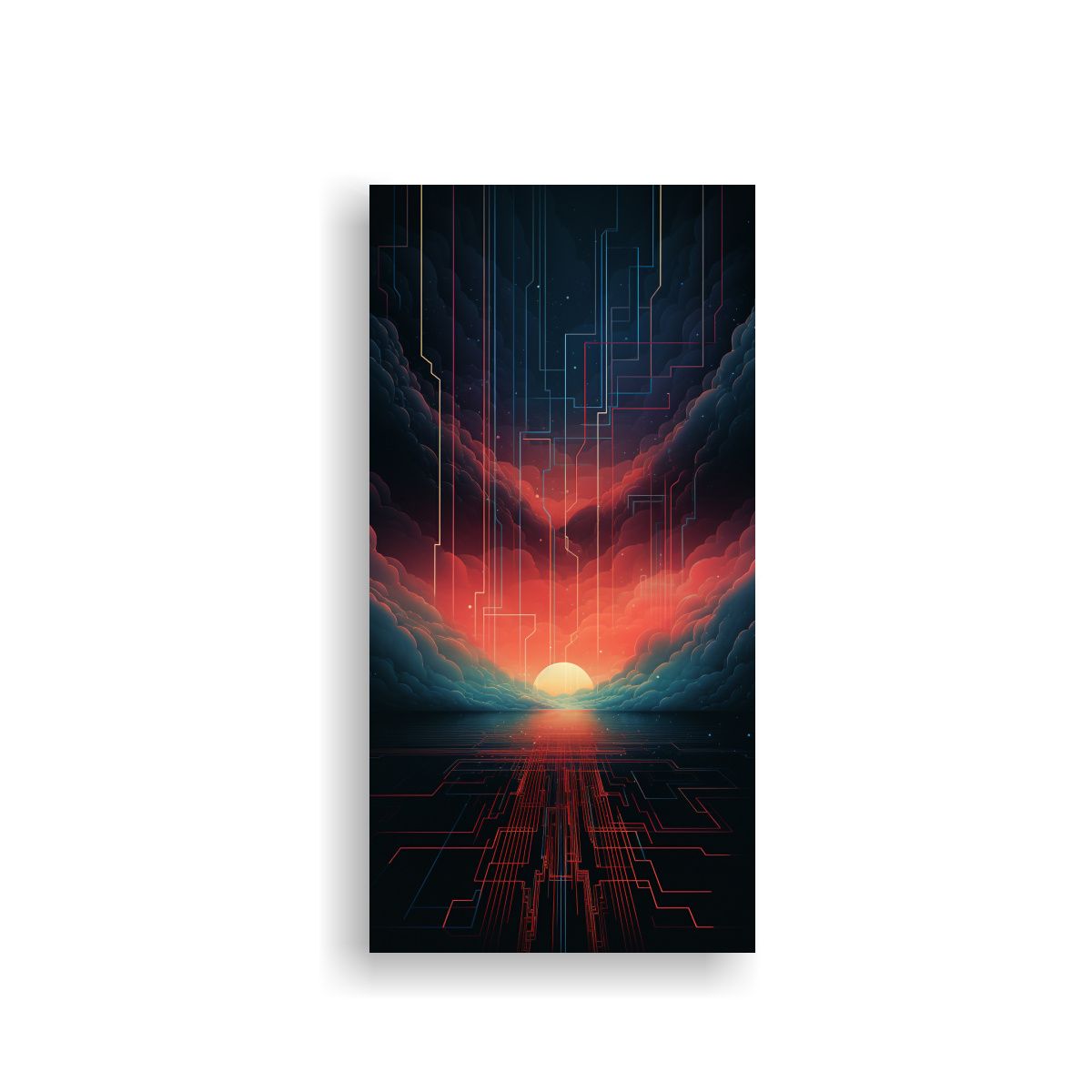 GENERICO - Cuadro Abstracto Con Sentido Tecnológico Y 60x120 Cm