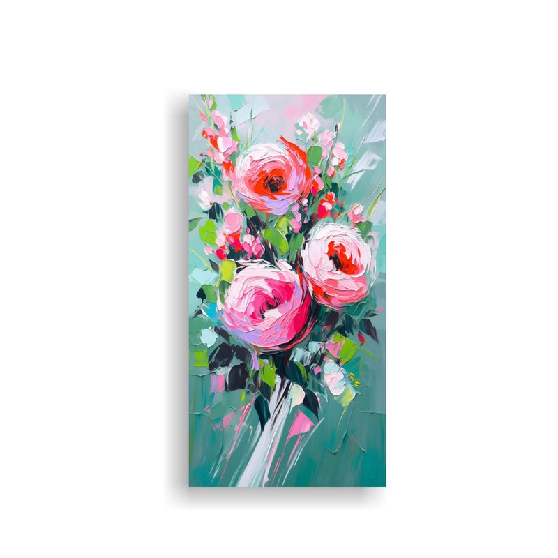 GENERICO - Cuadro De Flores En Lienzo En Colores Verde Y 30x60 Cm