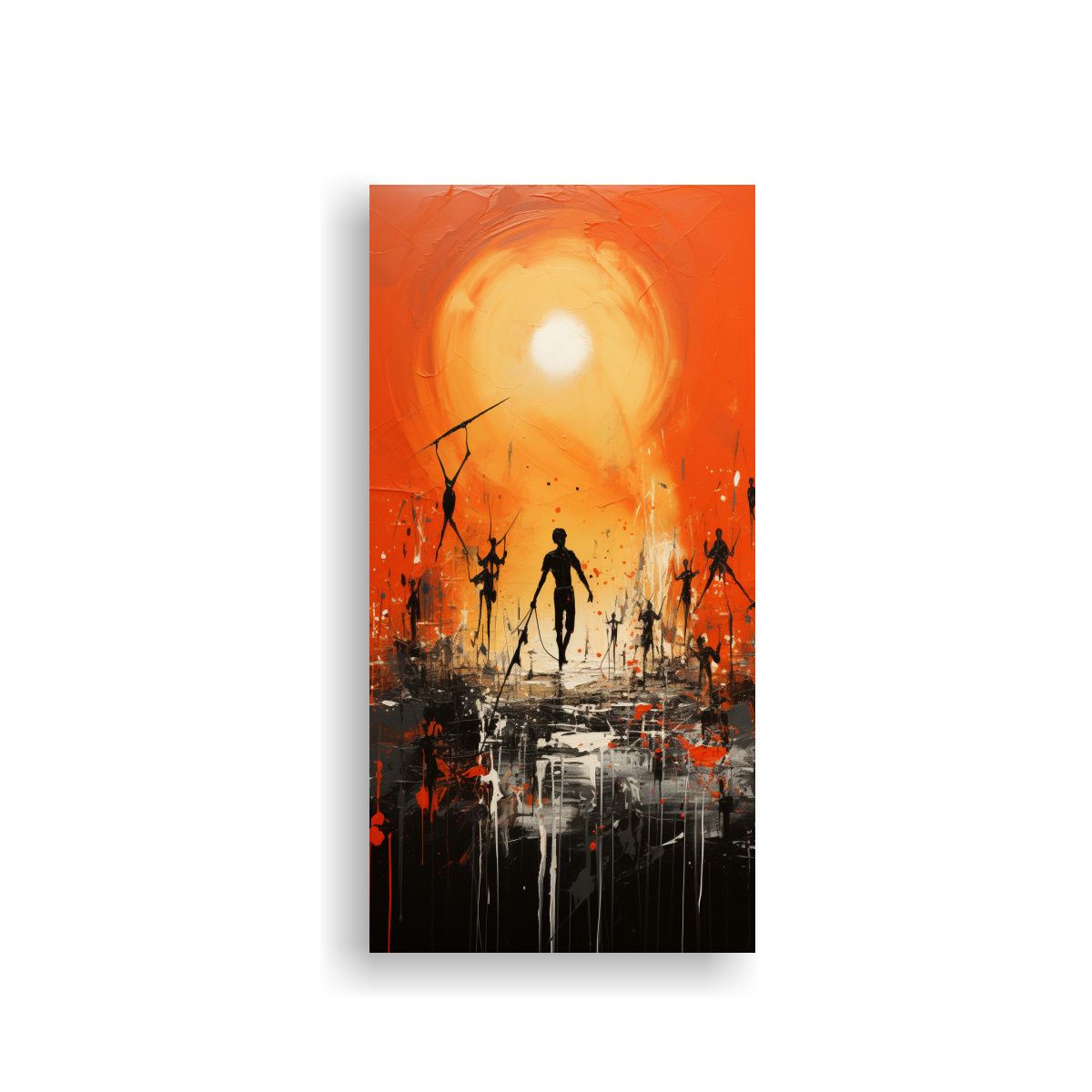 GENERICO - Pintura Abstracta Llamativa En Amarillo Y Rojo Y 50x100 Cm