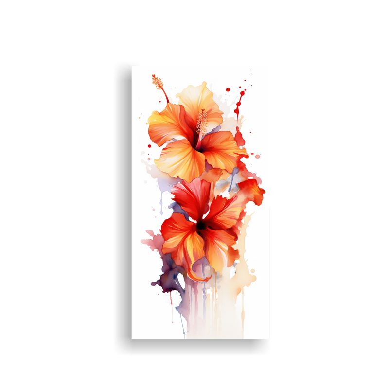 GENERICO - Cuadro Abstracto Calidez Con Flores De Hibiscus 30x60 Cm