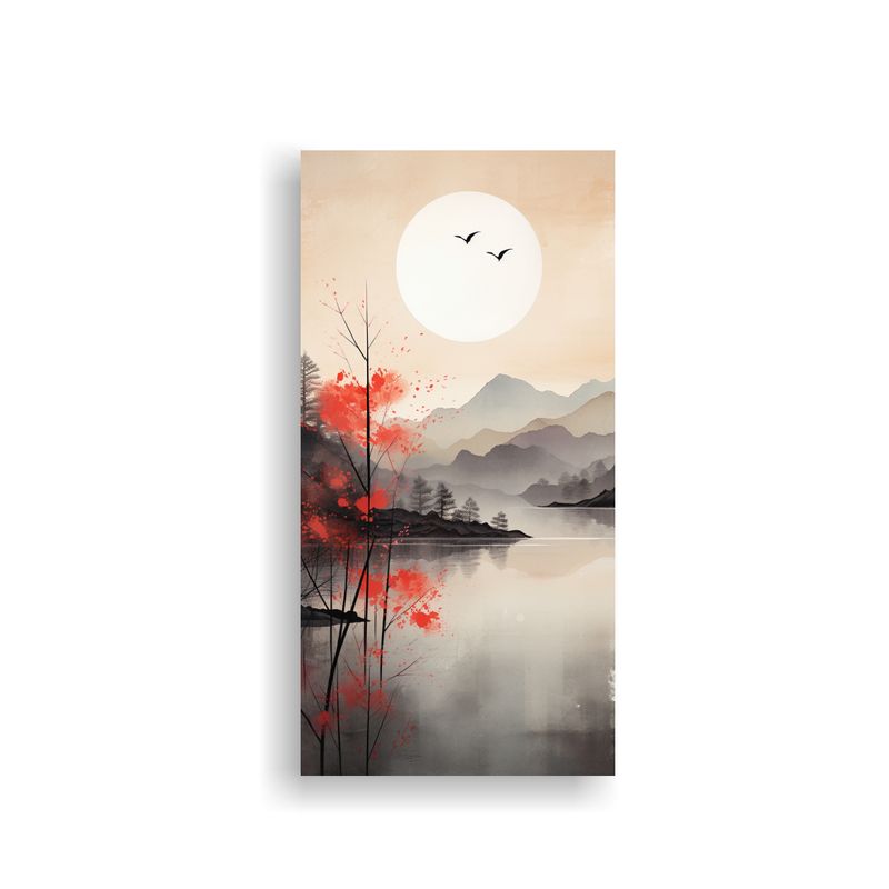 GENERICO - Pintura Abstracta De Montañas Reflejadas En Un 30x60 Cm