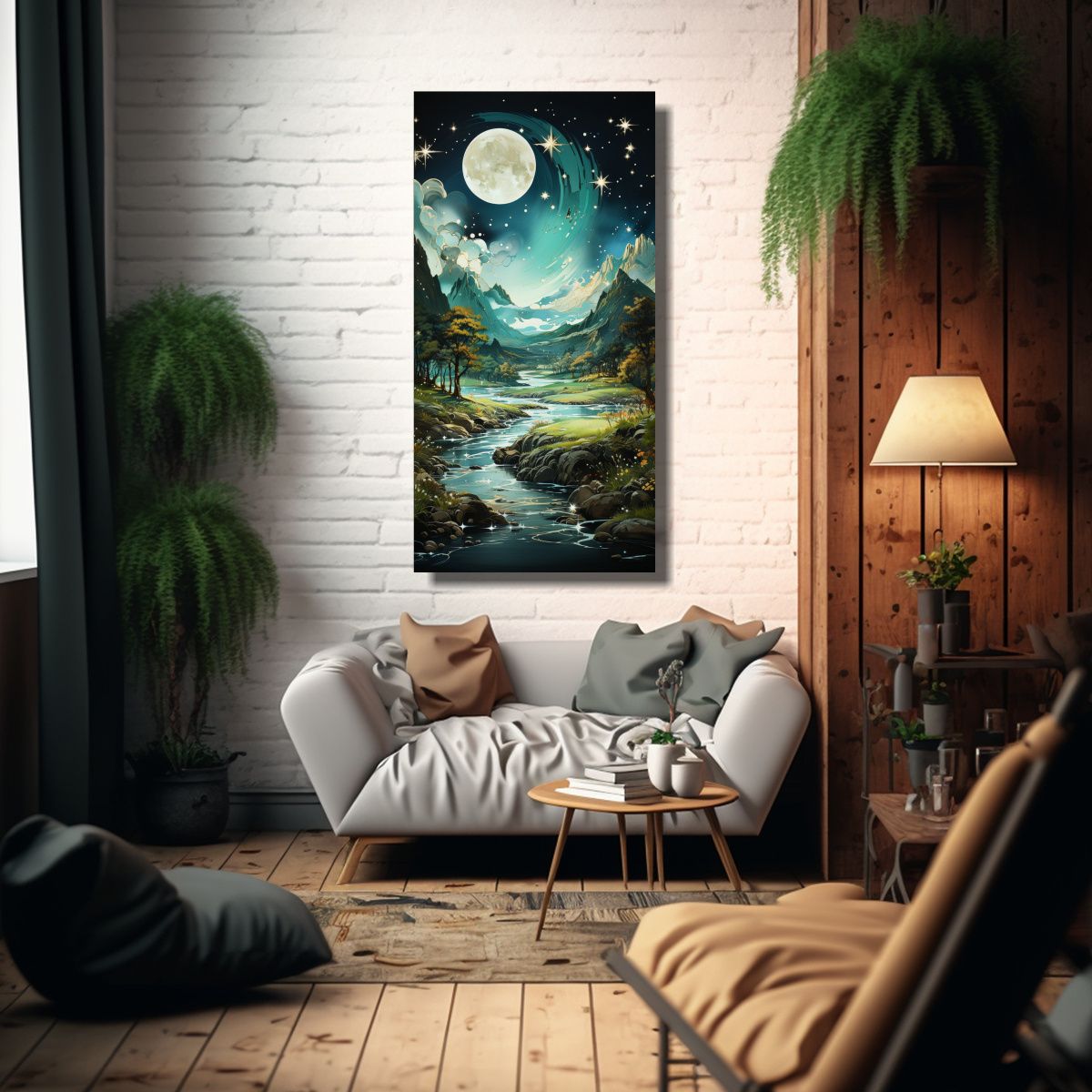 GENERICO - Pintura Creativa Sublimada Luna Montañas 30x60 Cm