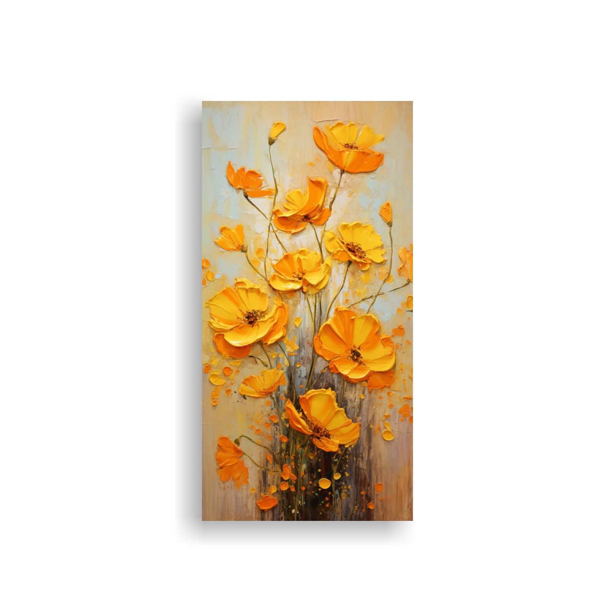 GENERICO - Pintura En Lienzo De Flores Amarillas Y Naranjas 50x100 Cm