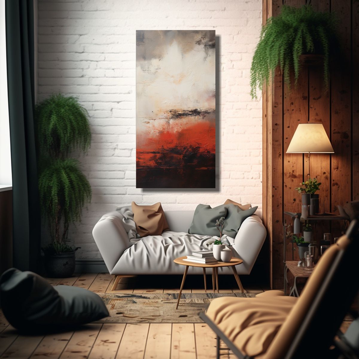 GENERICO - Pintura Abstracta Armónica Contemporánea 20x40 Cm