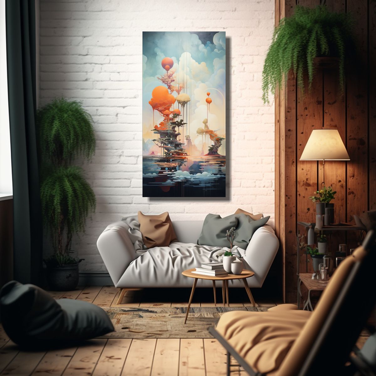 GENERICO - Paisaje Onírico Surrealista Con Islas Flotantes 80x160 Cm