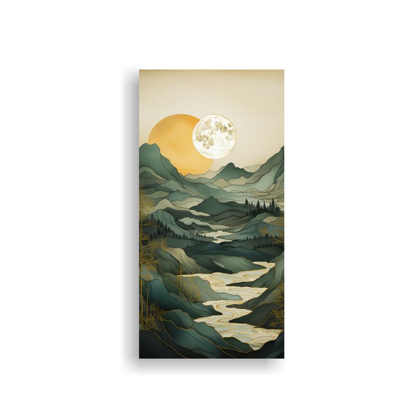 GENERICO - Pintura Minimalista De Montañas En Bastidor 50x100 Cm