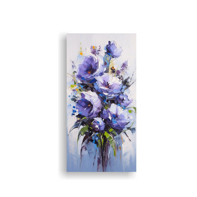 GENERICO - Cuadro Floral Morado Y Azul Para Decoración De 40x80 Cm