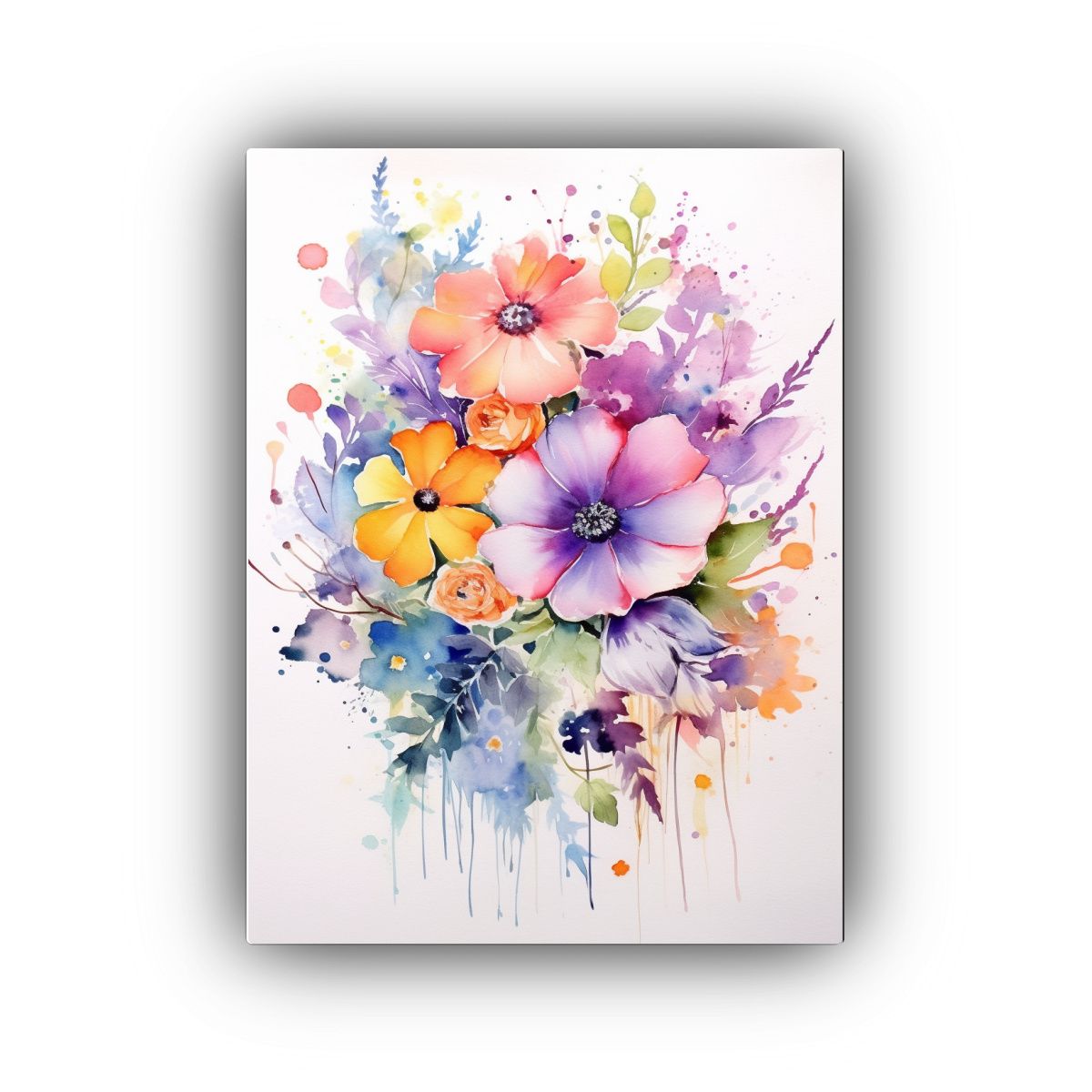 GENERICO - Cuadro Acuarela Surrealista Con Bastidor Y Muchos 80x120 Cm