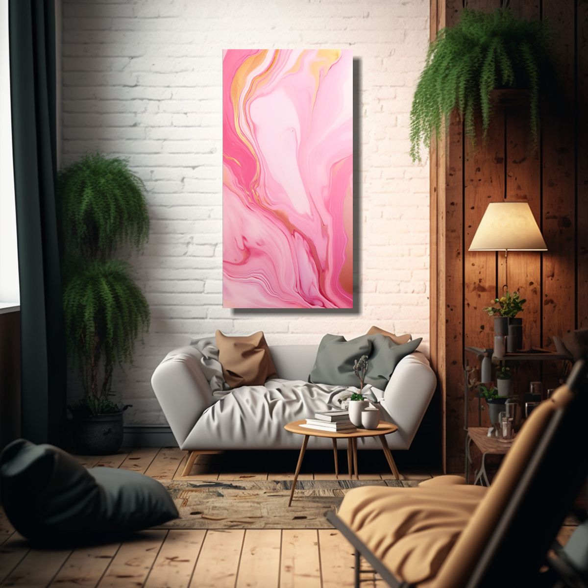 GENERICO - Pintura Decorativa Abstracta En Mármol Rosa Y 80x160 Cm