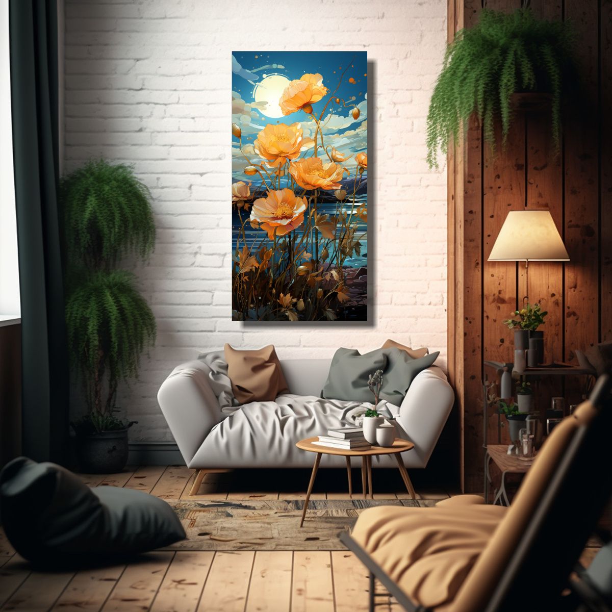 GENERICO - Pintura Decorativa En Lienzo Con Flores Amarillas 60x120 Cm