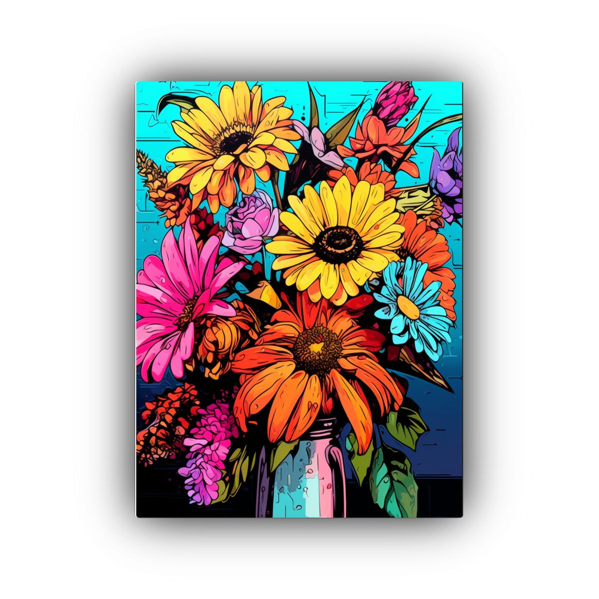 GENERICO - Tela Acuarela Flores Estilo Pop Art 4k 80x120 Cm