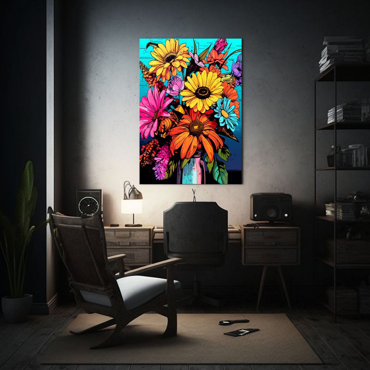 GENERICO - Tela Acuarela Flores Estilo Pop Art 4k 80x120 Cm