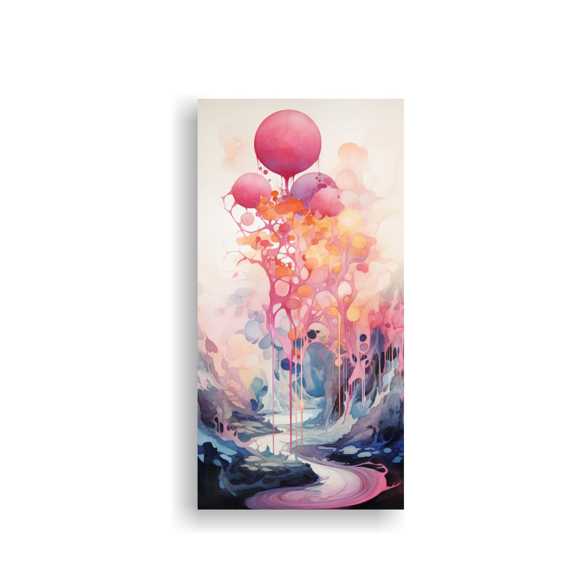 GENERICO - Obra De Arte Pared Fusion Abstracta Acuarelas 30x60 Cm