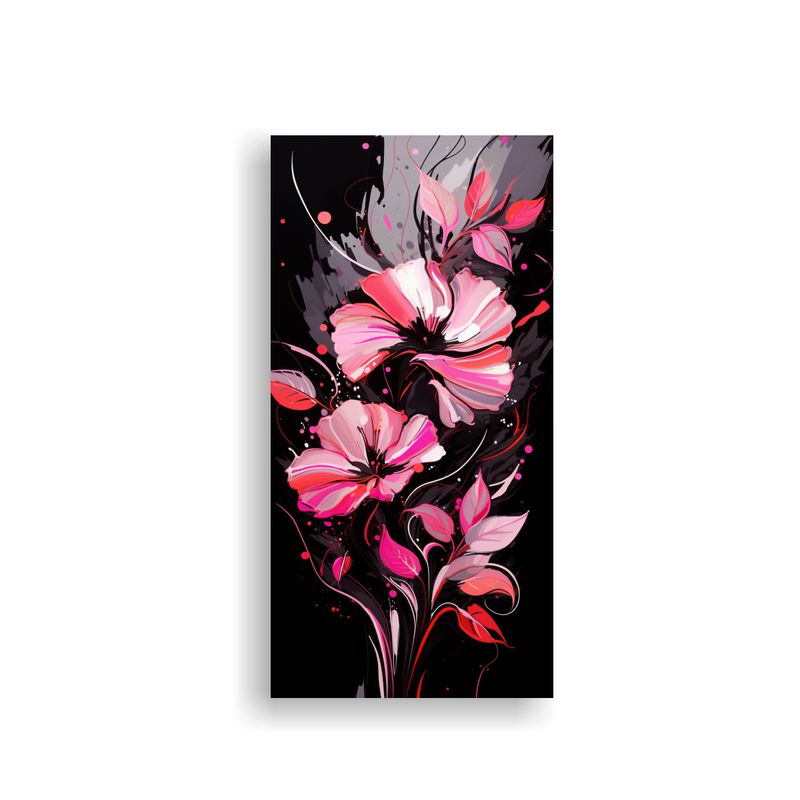 GENERICO - Cuadro Abstracto Color Negro Y Rosa Ambiente 50x100 Cm