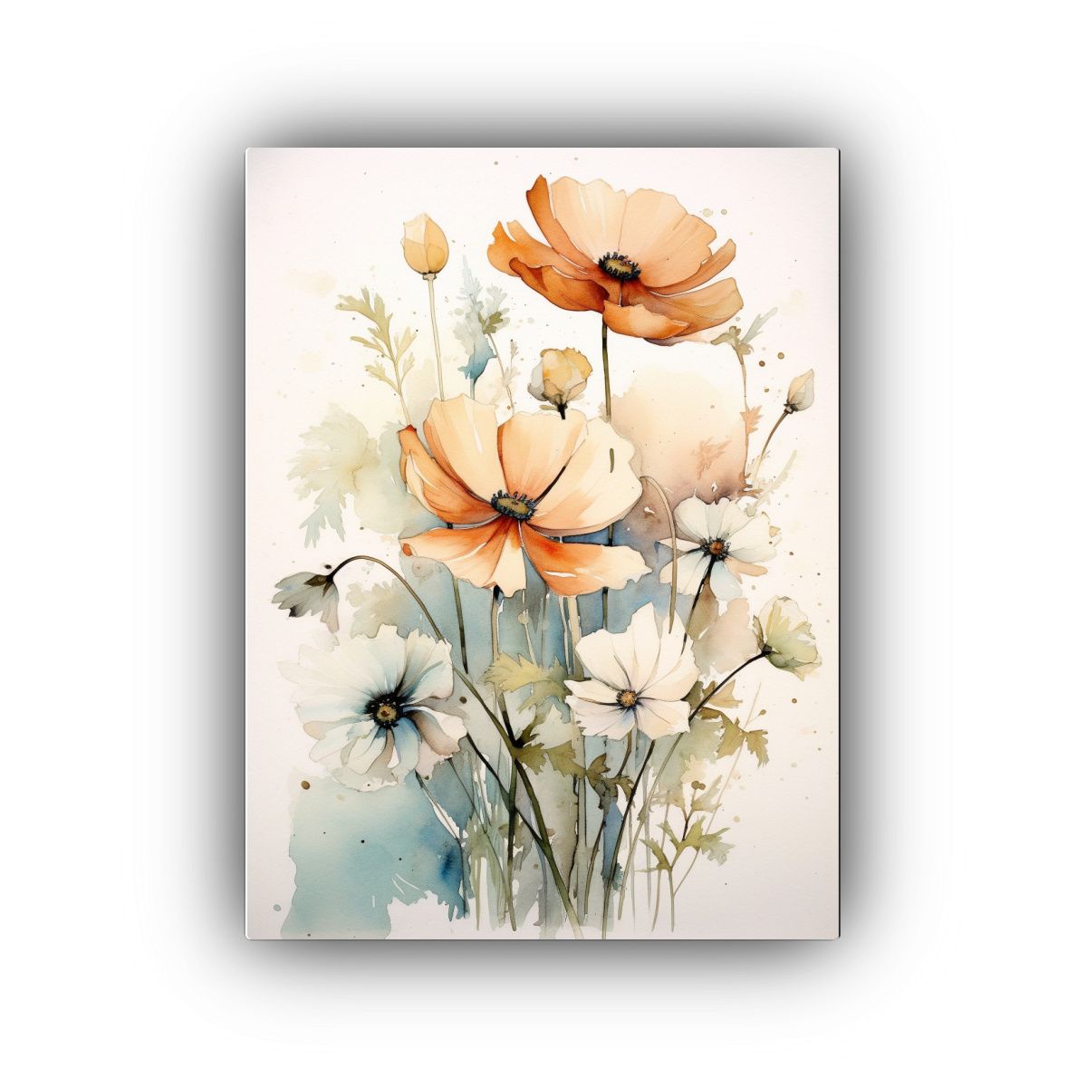 GENERICO - Cuadro Original De Acuarela Floral Con 80x120 Cm