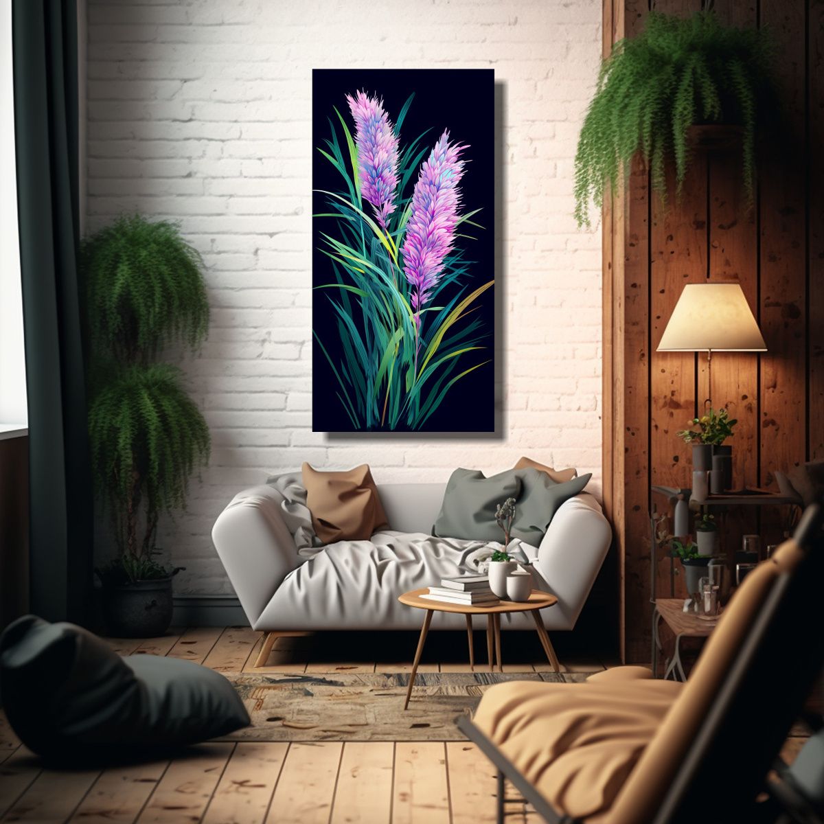 GENERICO - Pintura Decorativa Inspiradora De Pampas Grass En 80x160 Cm