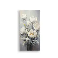 GENERICO - Pintura En Lienzo Estilo TULIPANES Blancos Arte 20x40 Cm