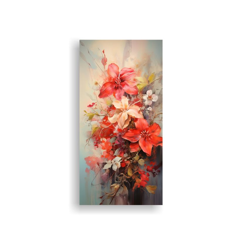 GENERICO - Lienzo De Tela Inspiración Flores Abstractas 40x80 Cm