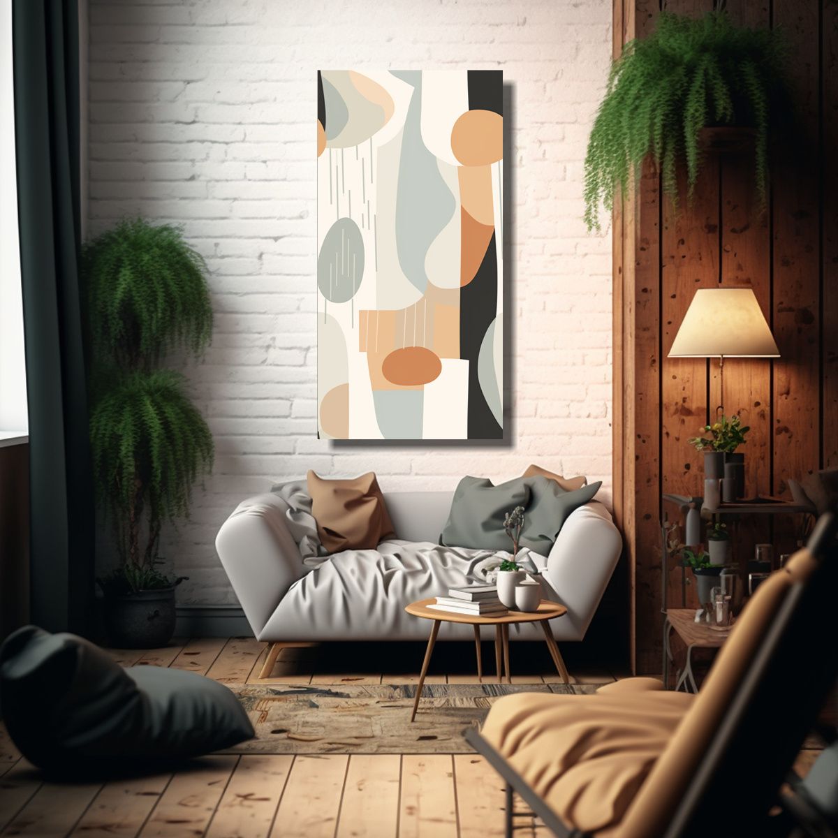 GENERICO - Pinturas Abstractas Con Formas Y Colores Suaves 50x100 Cm