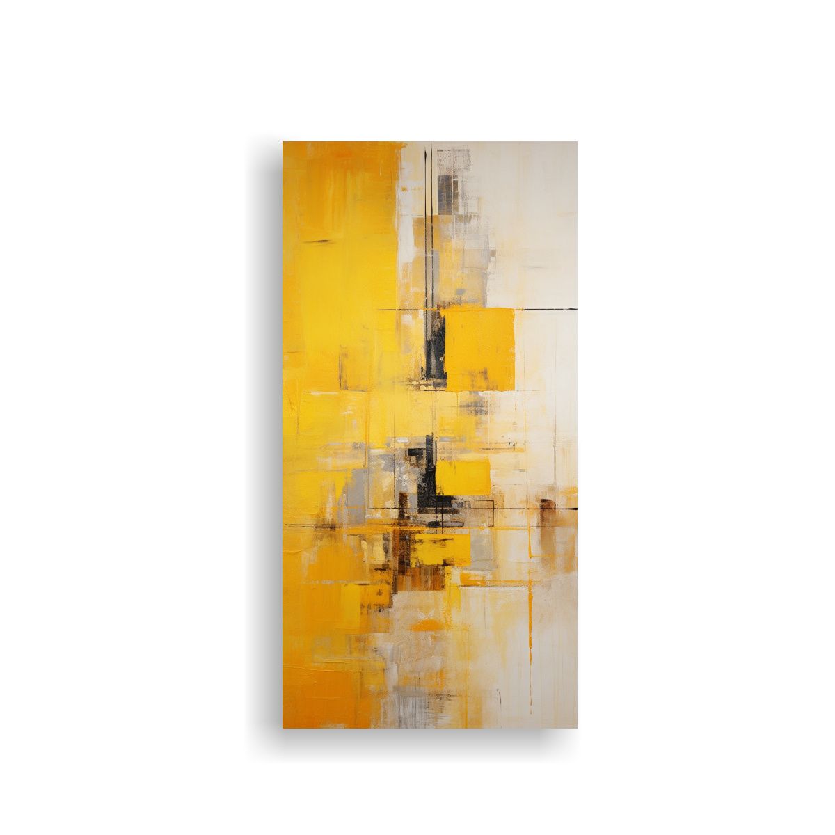 GENERICO - Cuadro Abstracto Amarillo En Bastidor Para 40x80 Cm
