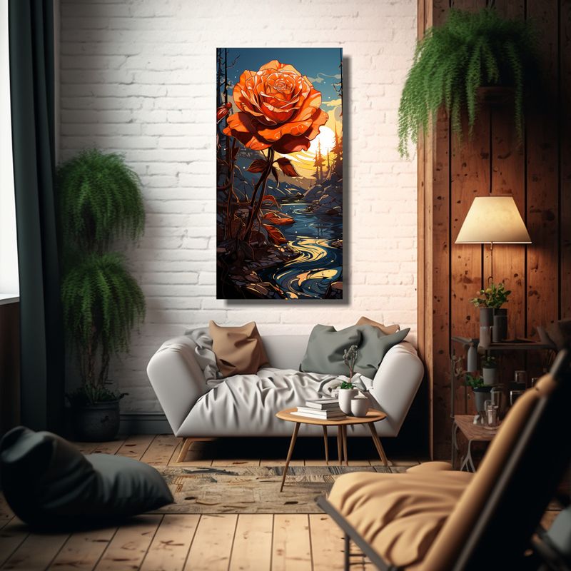 GENERICO - Cuadro De Colores A Melting Rose Estilo Plano 60x120 Cm