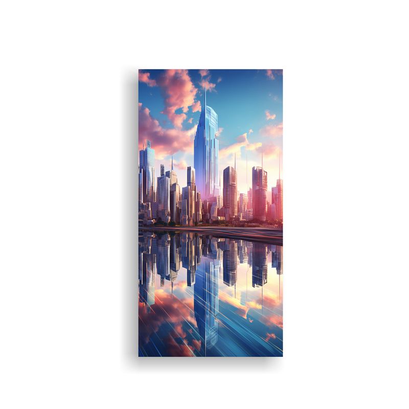 GENERICO - Paisaje Urbano Con Luz Matutina Reflejada En 60x120 Cm